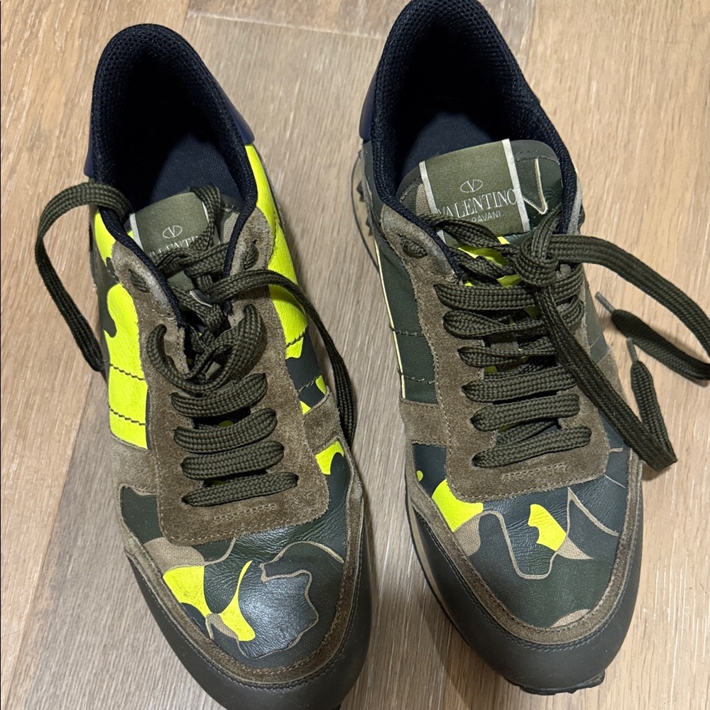 Valentino Garavani-Men’s 
Rockrunner Studded Leather, Suede and Canvas Sneakers